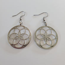 Load image into Gallery viewer, Seed of Life Earrings,  Silver Dangle Drop Jewelry
