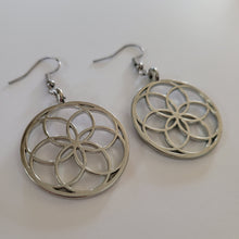 Load image into Gallery viewer, Seed of Life Earrings,  Silver Dangle Drop Jewelry
