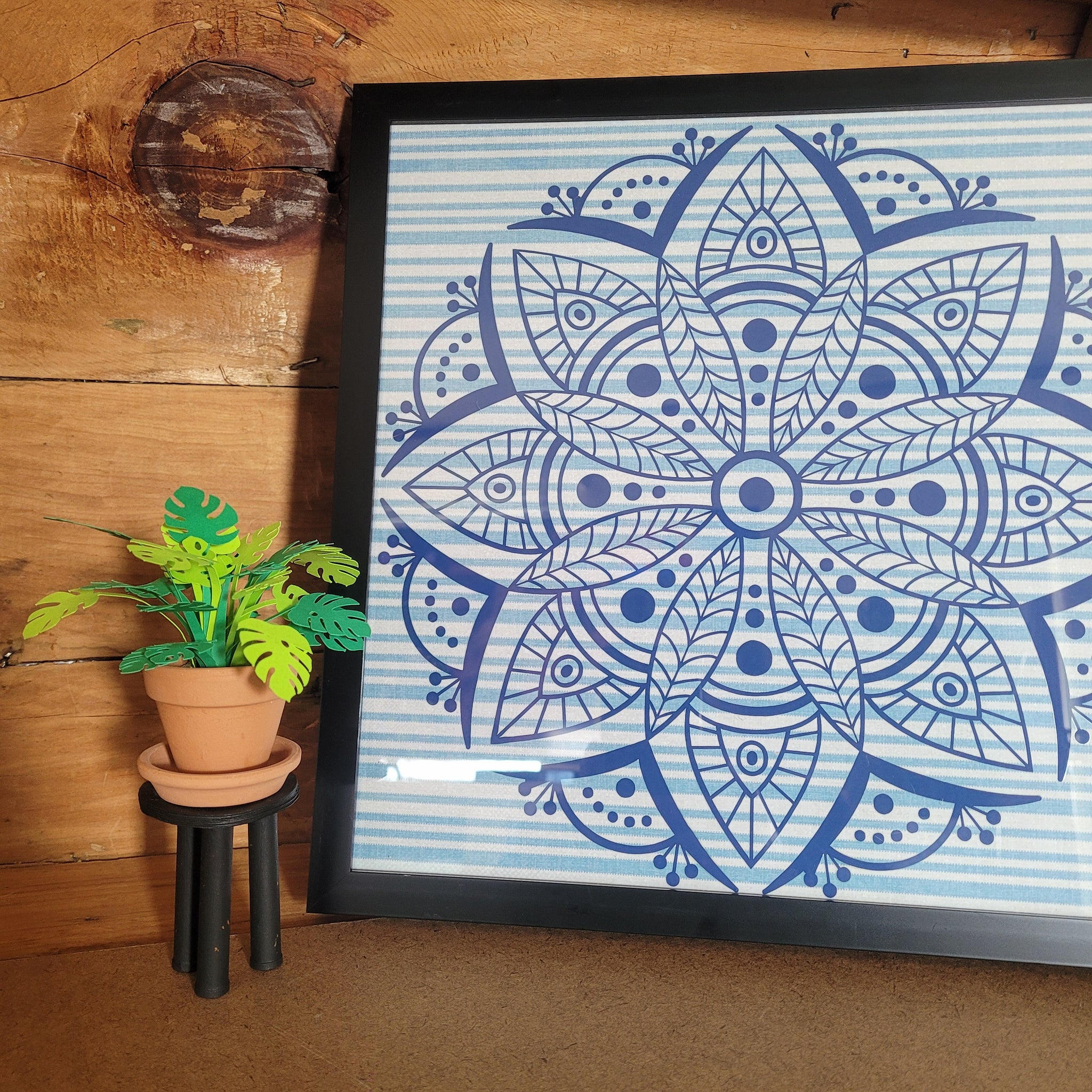 Blue and Gold Flower Filled Vase Frame, Handmade Paper Flowers – Crystal  Compass Design