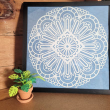 Load image into Gallery viewer, Blue and White Mandala Framed 12x12 Wall Art Home Decor
