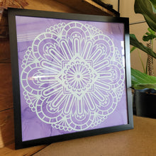 Load image into Gallery viewer, Purple and White Mandala Framed 12x12 Wall Art Home Decor
