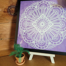 Load image into Gallery viewer, Purple and White Mandala Framed 12x12 Wall Art Home Decor
