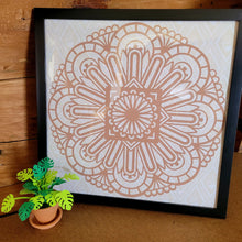 Load image into Gallery viewer, Brown Floral Mandala Framed 12x12 Wall Art Home Decor
