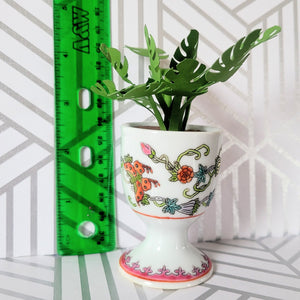 Monstera Paper Plant, 3 Inch Miniature Vintage Egg Cup Planter