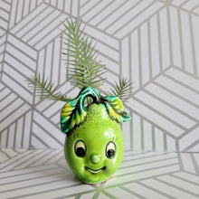 Load image into Gallery viewer, Palm Tree Paper Plant, 5 inch Vintage Smiling Pear Pot
