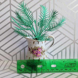 Palm Tree Paper Plant, 6 inch Tall Miniature in Vintage Planter