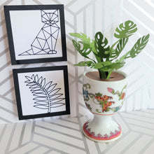 Load image into Gallery viewer, Monstera Paper Plant, 3 Inch Miniature Vintage Egg Cup Planter
