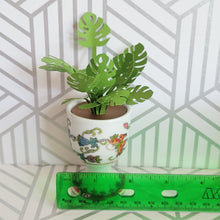 Load image into Gallery viewer, Monstera Paper Plant, 3 Inch Miniature Vintage Egg Cup Planter
