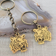 Load image into Gallery viewer, Brass Tiger Keychain, Key Ring, Zipper Pull, Purse or Backpack Charm
