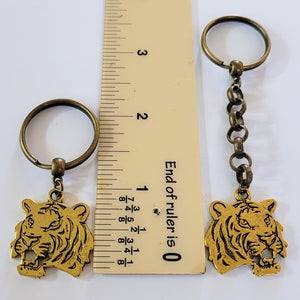 Brass Tiger Keychain, Key Ring, Zipper Pull, Purse or Backpack Charm