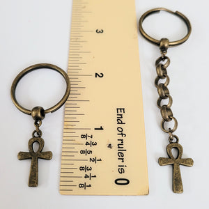 Ankh Keychain, Bronze Egyptian Cross Backpack or Purse Charm, Zipper Pull
