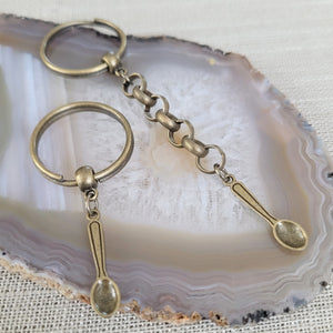 Bronze Spoon Keychain, Key Ring, Zipper Pull, Purse or Backpack Charm