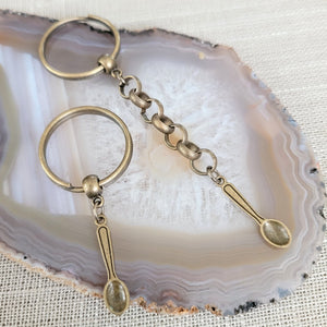 Bronze Spoon Keychain, Key Ring, Zipper Pull, Purse or Backpack Charm