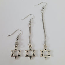 Load image into Gallery viewer, Star of David Earrings, Your Choice of Three Lengths, Jewish Religious Jewelry
