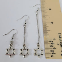Load image into Gallery viewer, Star of David Earrings, Your Choice of Three Lengths, Jewish Religious Jewelry
