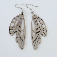 Load image into Gallery viewer, Butterfly Wing Earrings, Dangle Drop Earrings, Stainless Steel Machine Cut Charms
