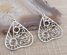 Load image into Gallery viewer, Planchette Earrings,  Dangle Drop Earrings, Machine Cut Stainless Steel Charms
