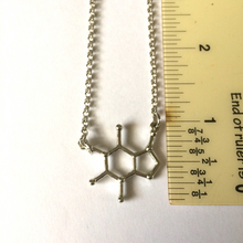 Load image into Gallery viewer, Caffeine Coffee Molecule Necklace, Molecular Scientist Jewelry
