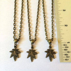 Marijuana Necklace, Bronze Stoner Jewelry on Cable Chain