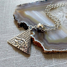 Load image into Gallery viewer, Pyramid Necklace,  Eye of Ra Charm onSilver Rolo Chain
