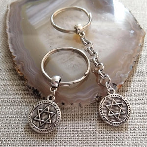 Silver Star of David Keychain, Jewish Backpack or Purse Charms, Zipper Pulls
