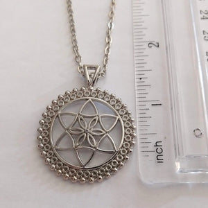 Flower of Life Necklace, Silver Cable Chain, Yoga Meditation Reiki Jewelry
