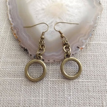 Load image into Gallery viewer, Bronze Minimalist Ring Earrings - Dangle Drop Earrings
