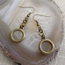 Load image into Gallery viewer, Bronze Minimalist Ring Earrings - Dangle Drop Earrings
