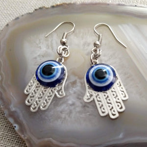 Hamsa Evil Eye Dangle Earrings