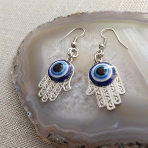 Hamsa Evil Eye Dangle Earrings