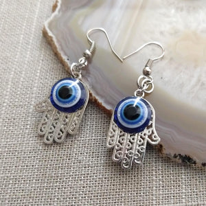 Hamsa Evil Eye Dangle Earrings