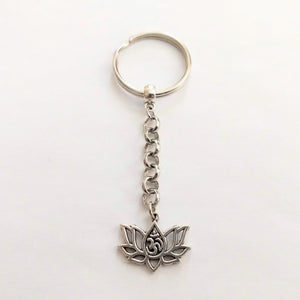 Lotus Flower Ohm Keychain, Yoga Backpack Charm or Zipper Pull