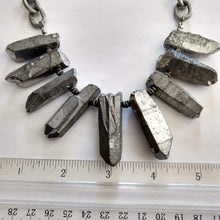 Load image into Gallery viewer, Silver Titanium Crystal Point Bib Necklace - Statement Jewelry
