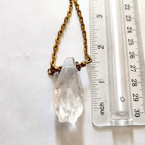 Faceted Crystal Quartz Necklace on Antique Gold Cable Chain