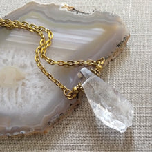 Load image into Gallery viewer, Faceted Crystal Quartz Necklace on Antique Gold Cable Chain
