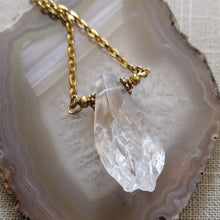 Load image into Gallery viewer, Faceted Crystal Quartz Necklace on Antique Gold Cable Chain
