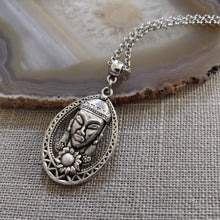 Load image into Gallery viewer, Buddha Budhist Charm Necklace on Silver Rolo Chain
