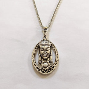 Buddha Budhist Charm Necklace on Silver Rolo Chain