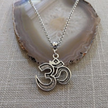 Load image into Gallery viewer, Silver Ohm Necklace - Ohm Pendant on Rolo Chain - Yoga Jewelry
