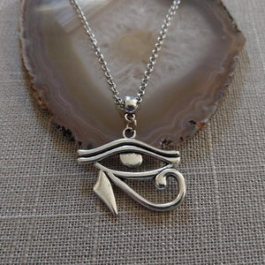 Silver Eye of Horus Charm Necklace - Eye of Ra Pendant - Egyptian Jewelry