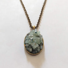 Load image into Gallery viewer, Aventurine Stone Bezel Necklace on Bronze Rolo Chain
