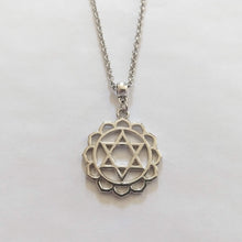 Load image into Gallery viewer, Heart Chakra Necklace  on Silver Rolo Chain Yoga Jewelry
