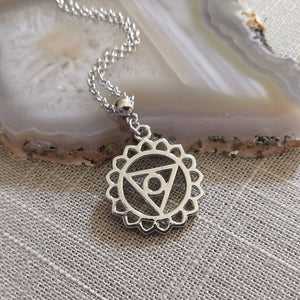 Throat Chakra Necklace on Rolo Chain, Yoga Jewelry