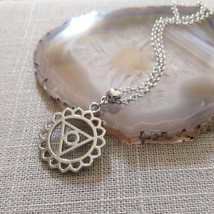 Throat Chakra Necklace on Rolo Chain, Yoga Jewelry