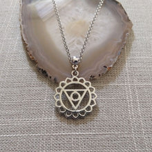 Load image into Gallery viewer, Throat Chakra Necklace on Rolo Chain, Yoga Jewelry
