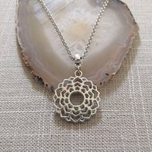 Load image into Gallery viewer, Crown Chakra Necklace on Silver Rolo Chain,  Yoga Jewelry
