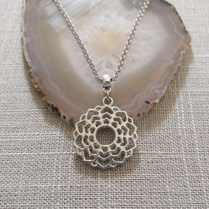 Crown Chakra Necklace on Silver Rolo Chain,  Yoga Jewelry