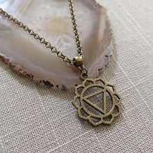 Load image into Gallery viewer, Solar Plexus Chakra Necklace on Bronze Rolo Chain, Yoga Jewelry
