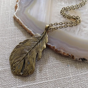 Leaf Necklace - Layering Jewelry on Bronze Cable Chain
