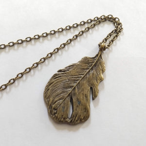 Leaf Necklace - Layering Jewelry on Bronze Cable Chain